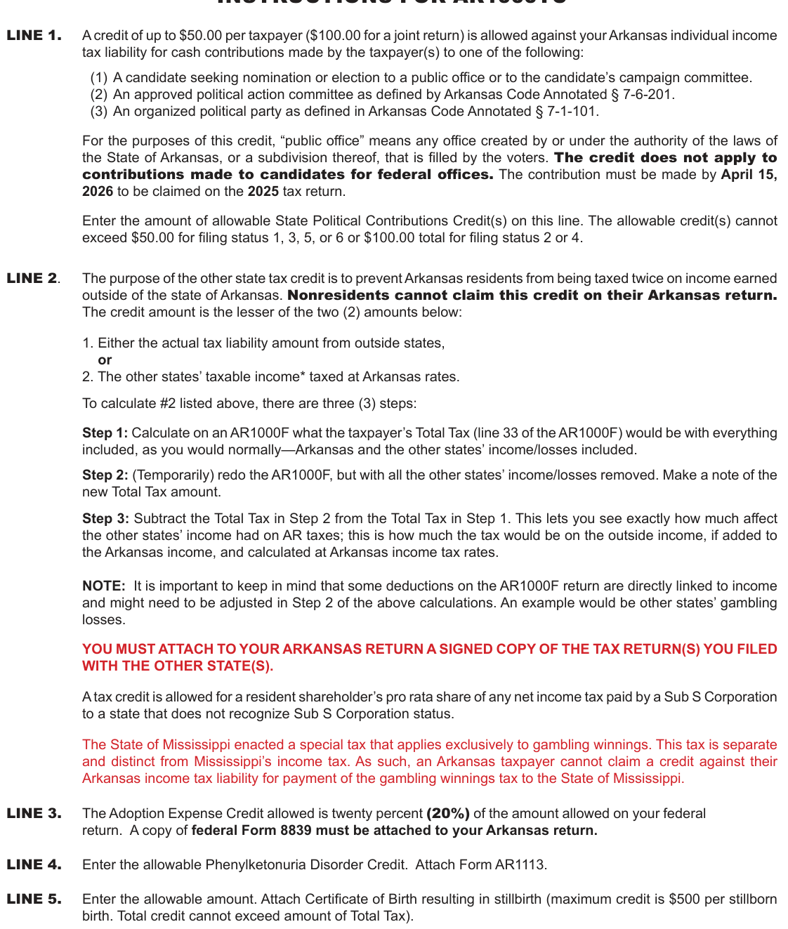 Table from the official PDF (page 1)