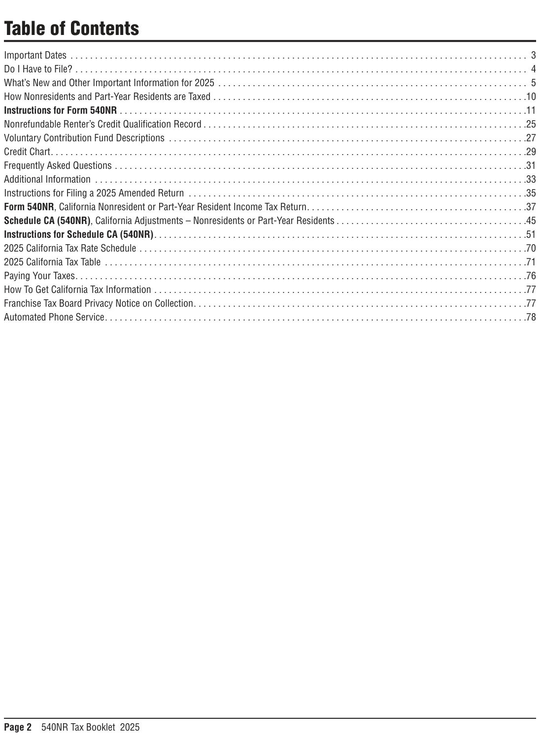 Table from the official PDF (page 2)
