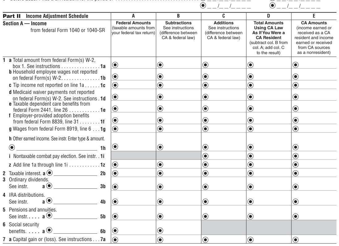 Table from the official PDF (page 45)