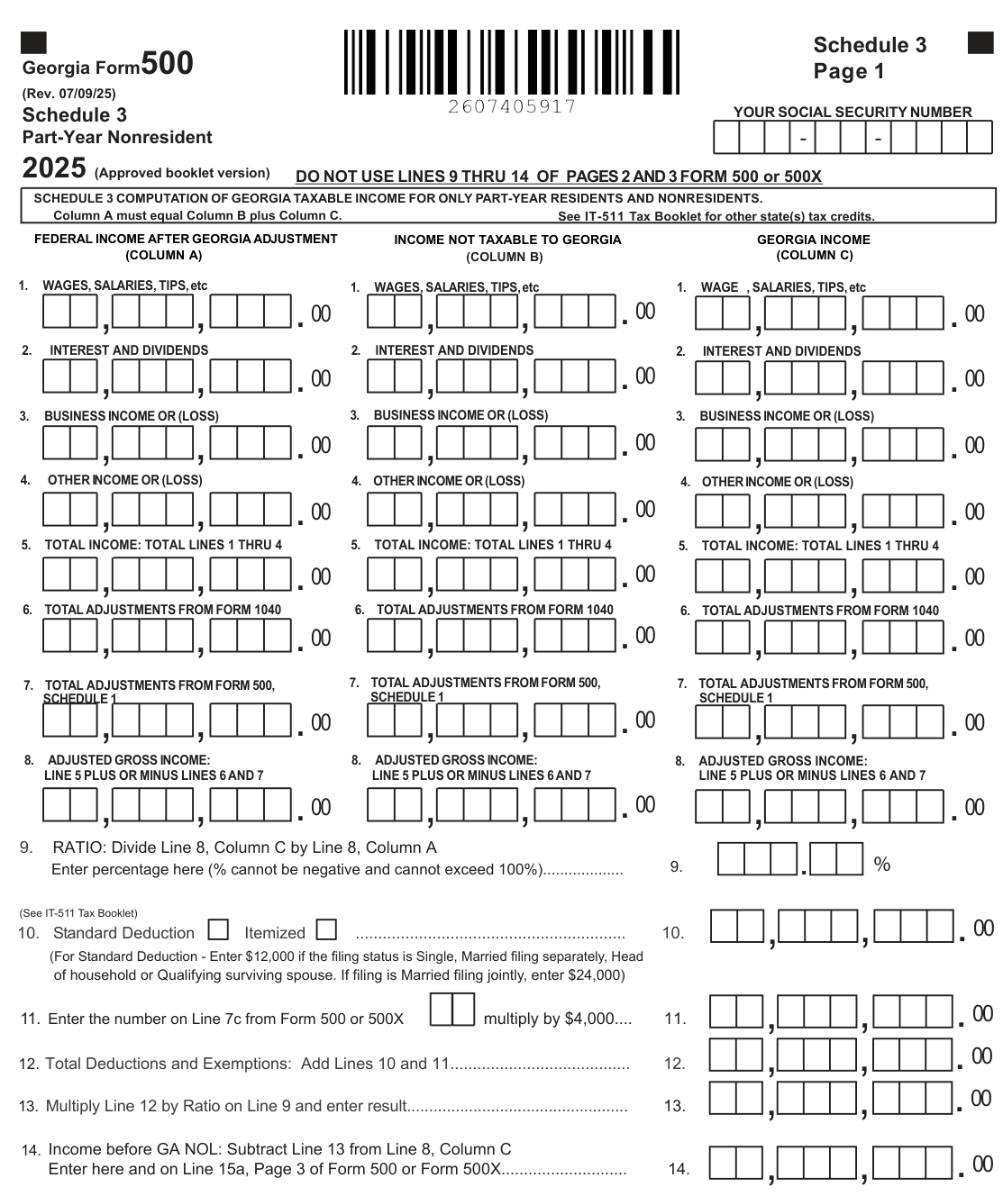 Table from the official PDF (page 50)