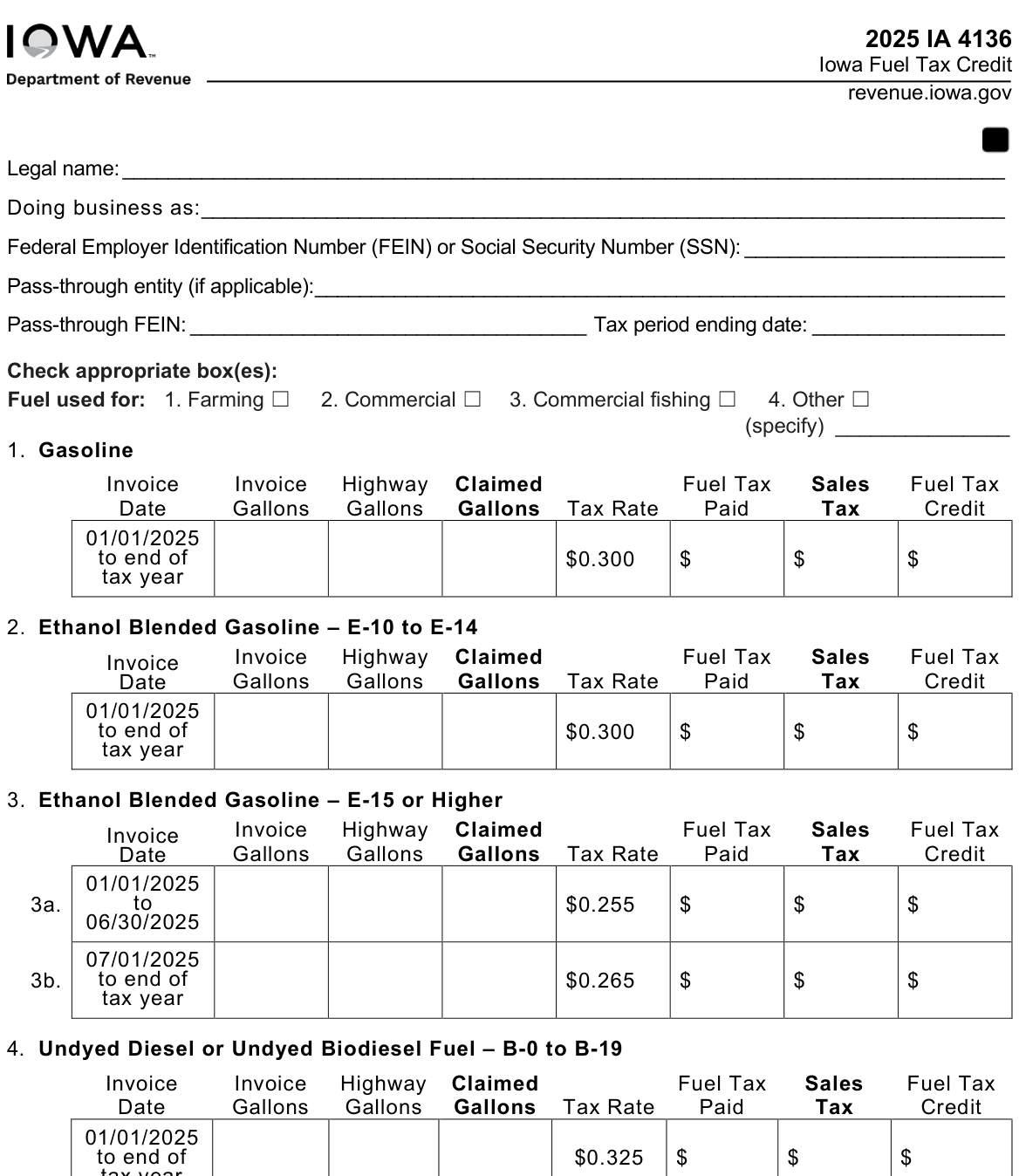 Table from the official PDF (page 1)