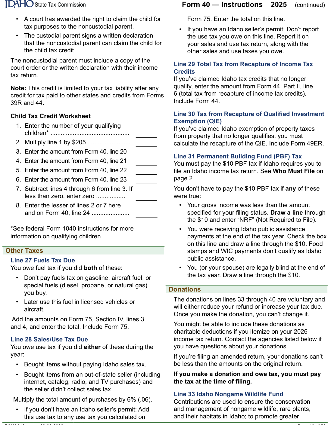 Table from the official PDF (page 12)