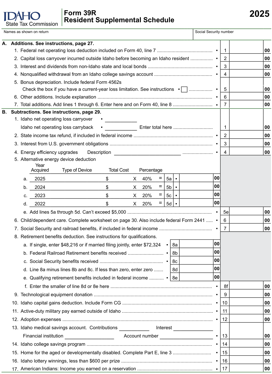 Table from the official PDF (page 33)