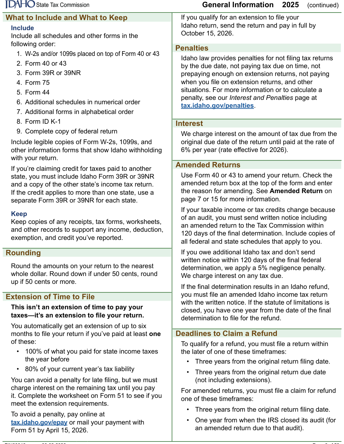 Table from the official PDF (page 8)