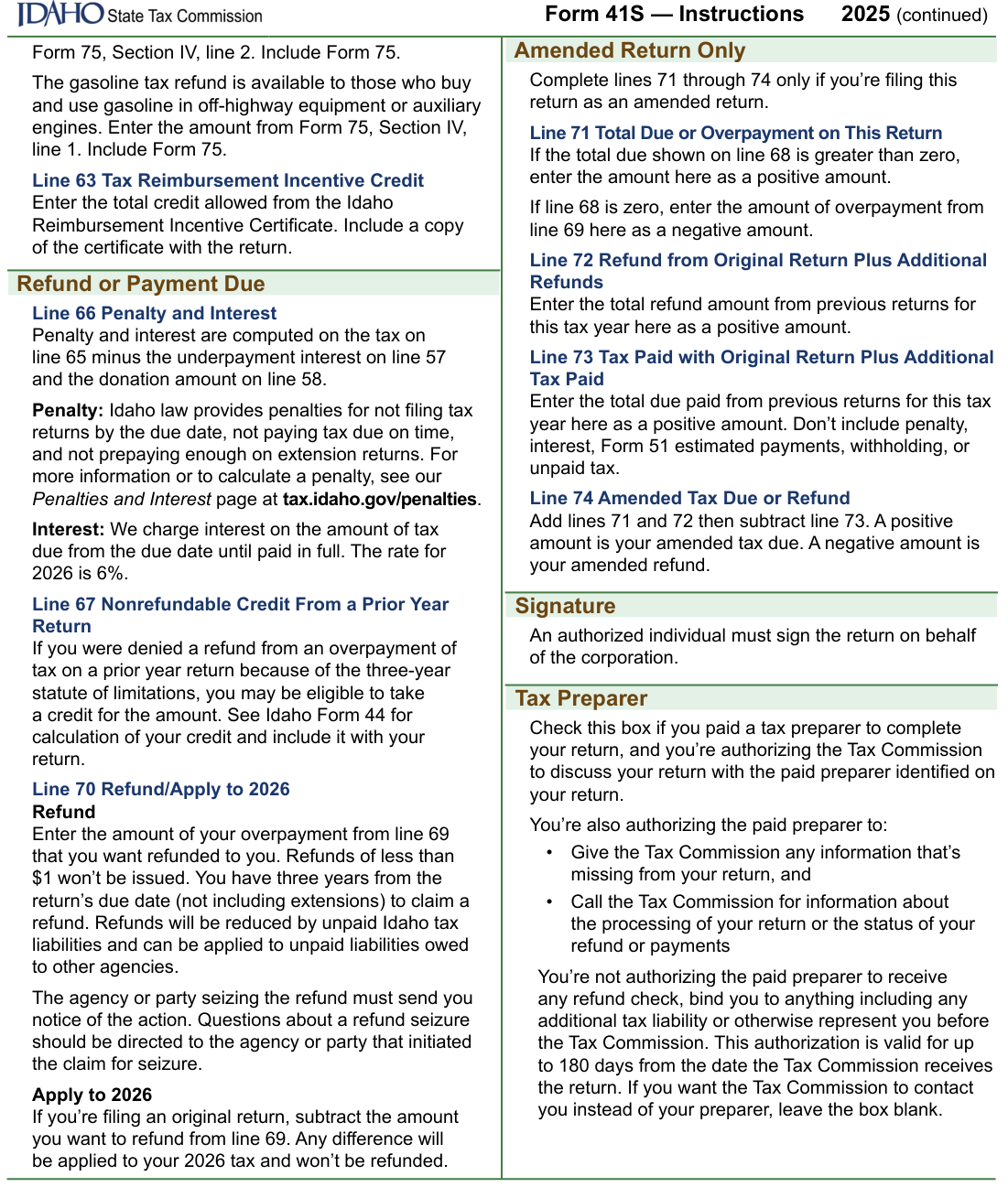 Table from the official PDF (page 11)