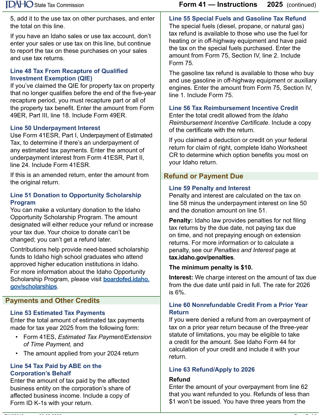 Table from the official PDF (page 10)