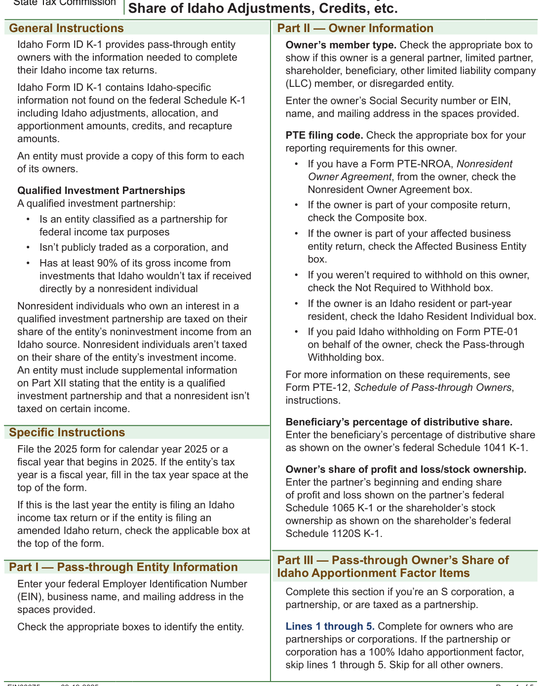 Table from the official PDF (page 5)