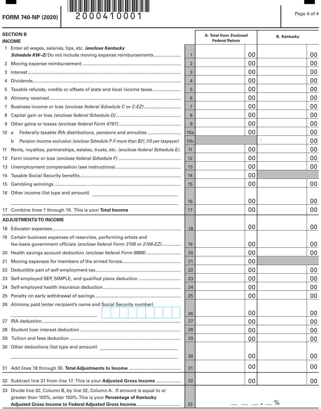Table from the official PDF (page 22)