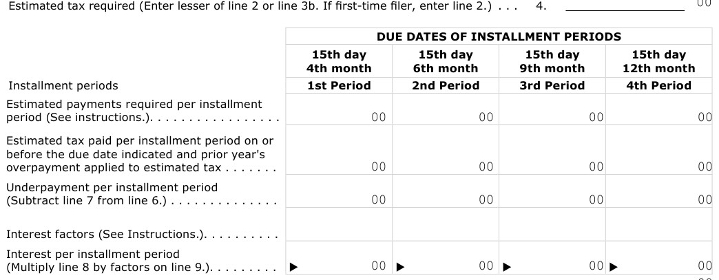 Table from the official PDF (page 1)