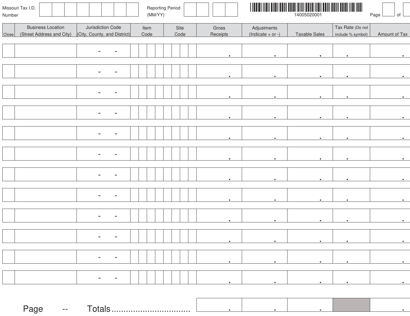Table from the official PDF (page 2)