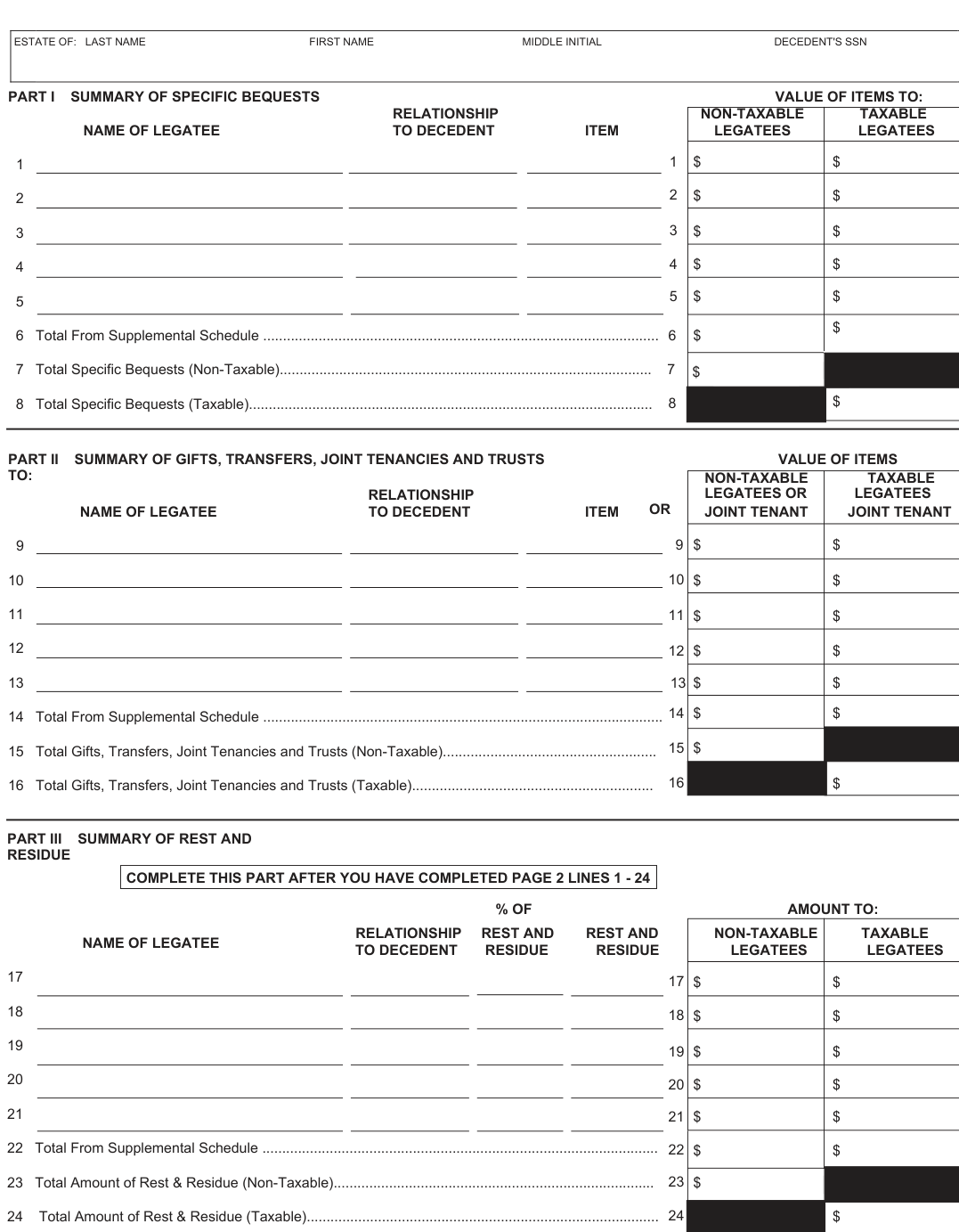 Table from the official PDF (page 10)