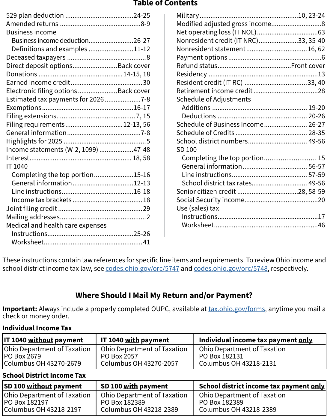 Table from the official PDF (page 2)