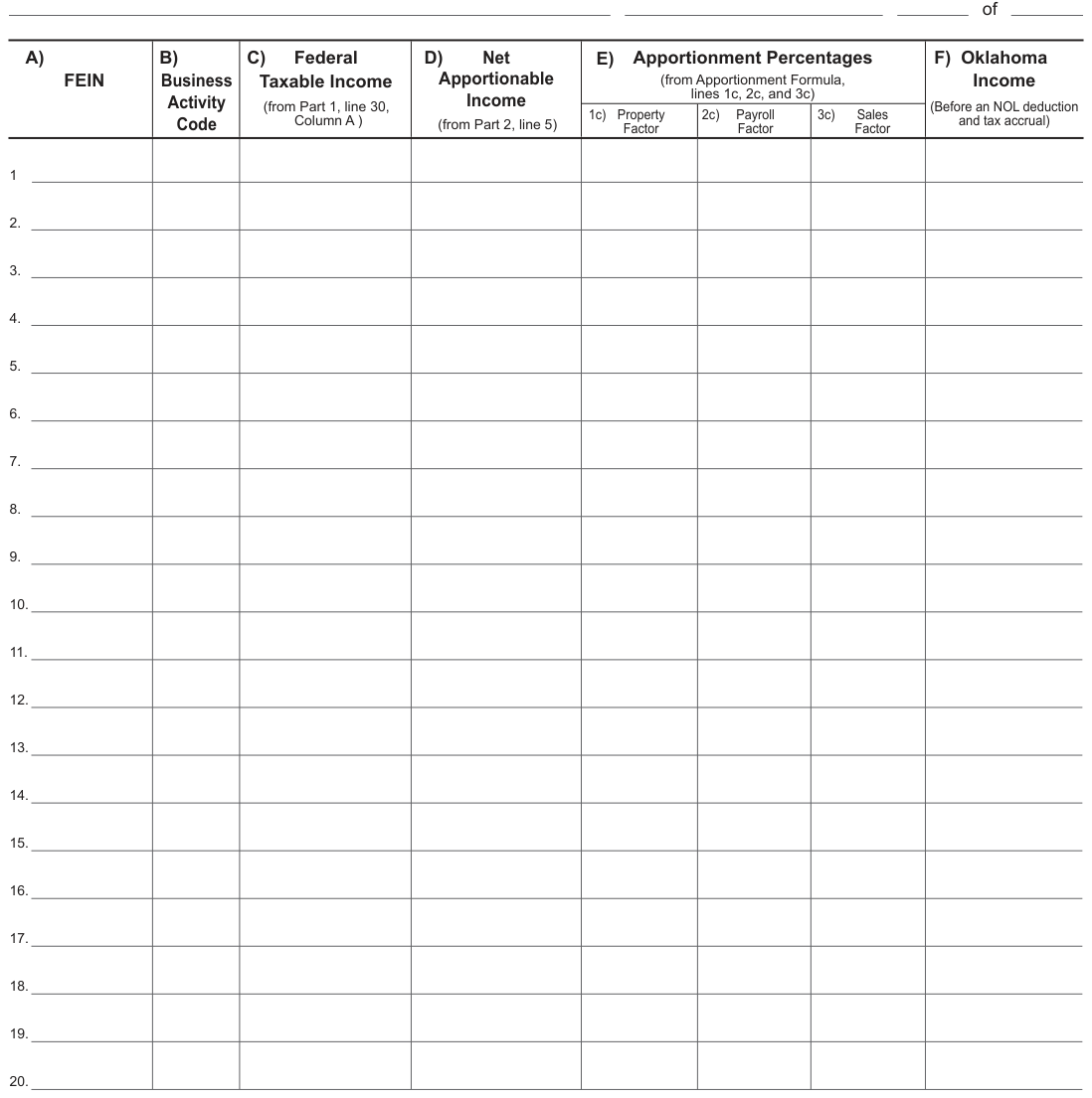 Table from the official PDF (page 24)