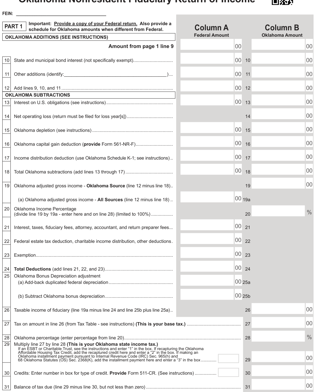 Table from the official PDF (page 21)