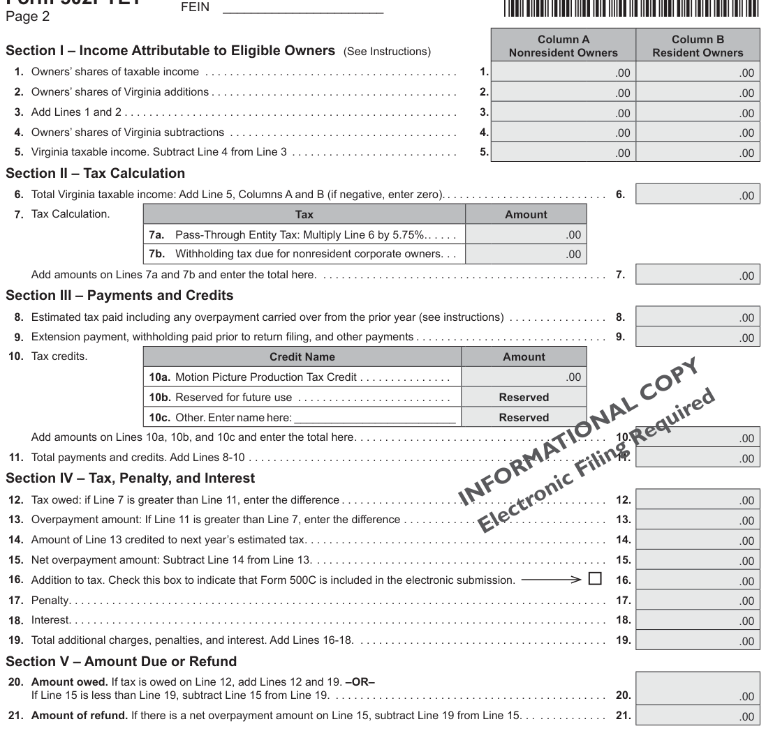 Table from the official PDF (page 12)