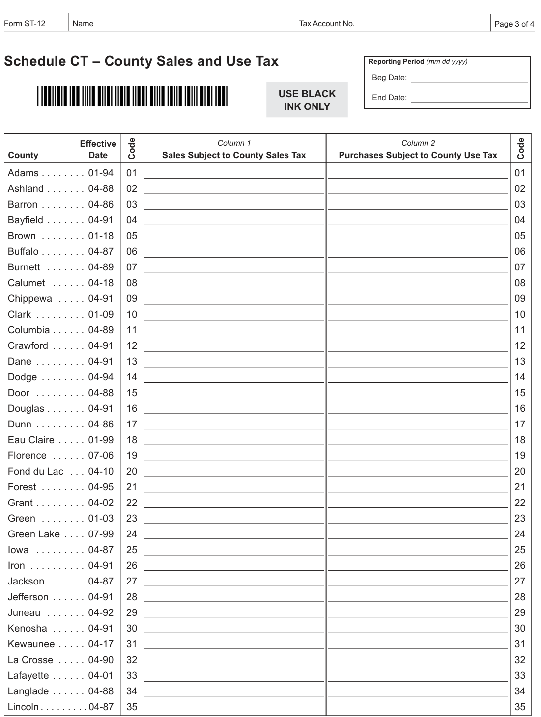 Table from the official PDF (page 3)